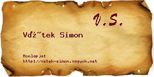 Vétek Simon névjegykártya